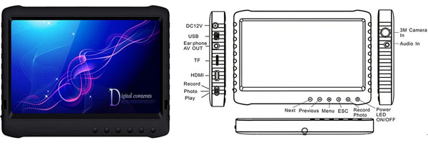 7 Inch LCD monitor with video and picture recording functions 7 Inch LCD monitor with video and picture recording functions